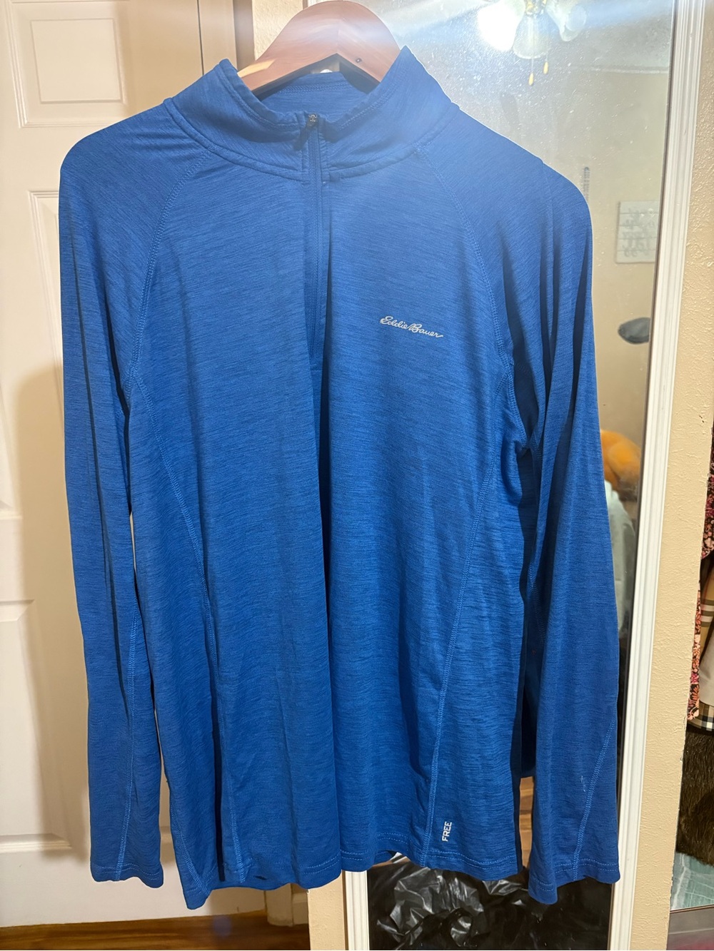 Eddie Bauer Men’s Royal Blue Long-Sleeve Quarter-Zip Hoodie